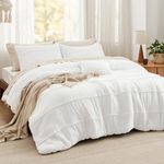 Bedsure White Full Size Comforter Set - 4 Pieces Pinch Pleat Bed Set, Down Alternative Warm Bedding Sets for All Season, 1 Comforter, 2 Pillowcases, 1 Decorative Pillow