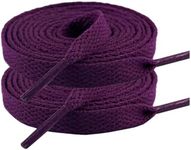 47" Solid Color Flat Shoelaces for Sneakers Hiking Boots Running Shoes, Deep Purple, 47"