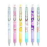 LokDra 6 Pcs Cartoon Ballpoint Pens Anime Gel Ink Pen Black 0.5mm Melody Kitty Gifts Cute Kawaii School Supplies Set For Kid Teen Girls Students