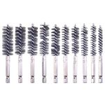 AOKLIT 10 Pieces Wire Brush Drill Bore Cleaning Brush Set with 1/4 Inch Hex Shank Stainless Steel Wire Twisted Brush for Drill Impact Driver, 10 Sizes