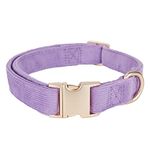 YUDOTE Ultra-soft Dog Collar Natural Cotton Corduroy Made for Large Dogs with Sensitive Skin,Lilac