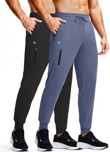 GGJ Men's Athletic Joggers with Zipper Pockets Stretch Tapered Running Sweatpants Gym Jogging Workout Pants for Men Black Blue Grey XL