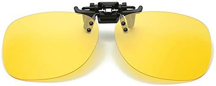 Polarized Clip-On Sunglasses, UV400 Sunglasses Polarized Lenses Clip, Anti-Glare Flip-Up Function Style, Fit over Prescription Glasses, Men Women, Driving, Fishing, Outdoor, Yellow, 1