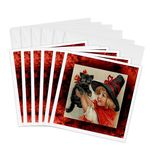 3dRose Vintage Halloween Little Girl Holding Black Cat - Greeting Cards, 6 x 6 inches, set of 6 (gc_6200_1)