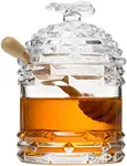 The Wine Savant Crystal Bee Honey Dish Jar, Gift 6" - Rosh Hashanah Glass Honey Pot with Dipper and Lid Cover for Home Kitchen Honey and Syrup, Gorgeous Bee Decor Beehive Honey Pot, Jam, Jelly 14oz