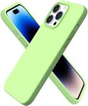 ORNARTO Compatible with iPhone 14 Pro Max Case 6.7, Slim Liquid Silicone 3 Layers Full Covered Soft Gel Rubber Phone Case Protective Cover with Microfiber Lining 6.7 inch-Pastel Green