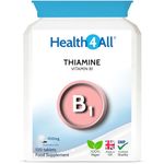 Health4All Vitamin B1 Thiamine 100mg 120 Tablets (4 Months Supply) Easy to Swallow Thiamine High Strength Supplement for Heart Health, Nervous System and Metabolism, Vegan