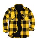 Mens Shacket Flannel Jacket Sherpa Fleece Lined Plaid Flannel Shirt Jackets Thick Outdoor Work Shirts Yellow and Black S