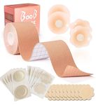 Huvgim Body Tape Kit - Boobtape for Breast Lift, Face Lift Tape Anti Wrinkle Patches, Sticky Bra Adhesive Silicone Nipple Covers