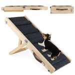 Sbayool Dog Ramp for Small Dogs and Older, Cat and Dog Steps 4 Height Adjustable 25CM 33CM 40CM 48CM with Non-Slip Foot Mat, Wooden Pet Ramp Foldable for Bed Or Sofa