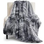 Bedsure Soft Sherpa Fleece Faux Fur Throw Blanket for Couch – Fluffy Fuzzy Plush Grey Throw Blanket for Bed, Thick Cozy Shaggy Faux Fur Blankets, Tie-dye Gift Blankets for Bed, Sofa, 50"x60"