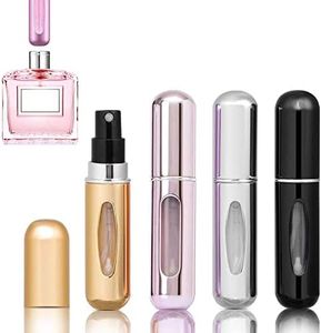 4PCS 5ml Perfume Atomiser Refillable Bottles Portable Mini Underfill Spray Travel Bottle Easy to Refill Empty Atomizer Bottle for Purse Handbag Pocket Luggage,Bright Color