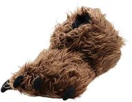 NORTY Stuffed Furry Animal Claw Paw Slippers for Toddlers, Kids, and Adults - Cozy Plush Design - Perfect for Boys, Girls, Men, and Women - House Footwear, Brown Grizzyly Bear, S-M