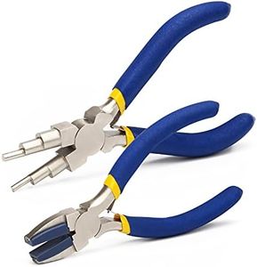 Jewelry Making Nylon Pliers Sets, AngleKai 6 IN 1 Jewelry Bail Making Pliers and Nylon Jaw Flat Nose Pliers Loop Pliers for Jewelry Making, Jump Ring (blue)