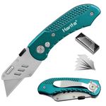 Utility Knife, Box Cutter with 5 Replaceable SK5 Blades, Quick Change and Safely Lock-Back Design, Great Gifts for Men Husband Boyfriend (Green)