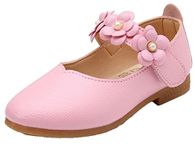 WUIWUIYU Girl's Sweet Flower Mary Janes School Wearing Princess Shoes(Toddler/Little Kid) Pink Size 10.5