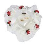 URFEDA Wedding Ring Cushion, Ring Bearer with Rose Pearl Decor Heart Shaped Cushion Jewelry Gift Ring Pillow Box Romantic Wedding Ring Cushion for Wedding