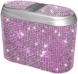 Mandark Bling Car Trash Can with Lid, Cute Diamond Automotive Hanging Dustbin Container, Sparkling Crystal Rhinestone Mini Vehicle Garbage Organizer, Universal for Car, Home, Office（Pink）