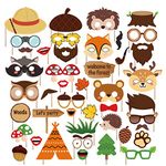 Kristin Paradise 44Pcs Woodland Animals Photo Booth Props with Stick, Forest Friends Selfie Props, Woodland Creatures Party Supplies, Birthday Theme Backdrop Decorations, Baby Shower, 1st, First Bday