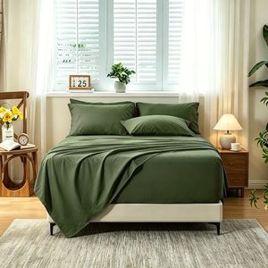 MEISHANG Stone Washed Linen Sheets California King, 18-24"Extra Deep Pocket