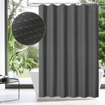 MitoVilla Grey Waffle Small Stall Shower Curtain 36 x 72, Half Size Fabric Narrow Shower Curtains for Bathroom Decor, 36 inch Weighted Shower Curtain Set with Plastic Hooks, Charcoal Grey