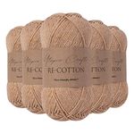 Utopia Crafts Re-Cotton Knitting Yarn, 5X 100g (Light Taupe)