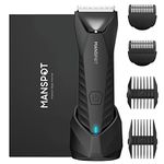 MANSPOT Electric Groin Hair Trimmer, Ball Trimmer/Shaver, Replaceable Ceramic Blade Heads, Waterproof for Wet/Dry Use, Standing Recharge Dock, 90 Minutes Shaving After Fully Charged