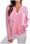 GORGLITTER Women's Zip Up Athletic Hoodies Fishnet Jacket Mesh Lightweight Workout Track Jackets Light Pink Large