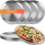 8 Pieces Pizza Pans Bulk Stainless Steel Pizza Pans Sets Round Bakeware Pizza Trays for Oven Kitchen Baking Home Restaurant Safe Sturdy Reusable Easy Clean(8 Inch)