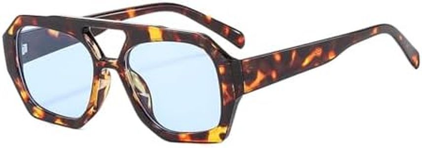YAMEIZE 70s Retro Double Bridge Pilot - Gafas de Sol para Mujeres Hombres - Gafas de Sol Hexagonales Clásicas Gafas Cuadradas de Conducción