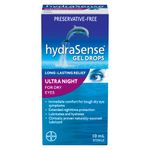 hydraSense Ultra Night Gel Eye Drops - Preservative Free Eye Drops For Dry Eyes, Immediate Comfort And Dry Eye Relief, Extended Nighttime Protection, Naturally Sourced, Can Use With Contacts, 10mL