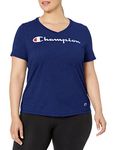 Champion Women's Vapor Cotton V-Neck Tee T-Shirt, Imperial Indigo Heather-y07245, X-Large