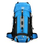 60L Travel Hiking Camping Backpack with Rain Cover, Backpack Water Resistant,Large Backpack for Men Women (SKY BLUE)