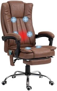 Vinsetto Silla de Masaje con 6 Puntos de Masaje Silla de Oficina Giratoria Silla de Escritorio Reclinable con Altura Ajustable Función de Calefacción Reposapiés Retráctil y Control Remoto Marrón