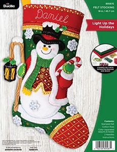 Bucilla, Light Up The Holidays, Felt Applique 18" Stocking Making Kit, Perfect for DIY Arts and Crafts, 89587E