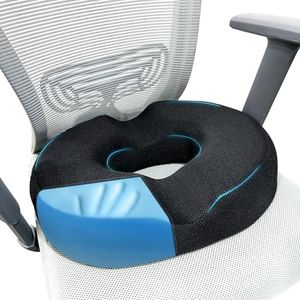 Sleepsia Cool Gel Memory Foam Donut Pillow | Piles Pillow, Tailbone Pain Seat Support for Lower Back, Hemorrhoids, Ring Pillow (Black, Memory Foam)