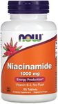 NOW Supplements, Niacinamide (Vitamin B-3) 1000 mg, Energy Production*, 90 Tablets, White, Off-White