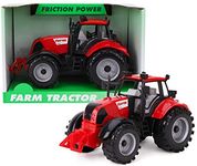 Kandy Toys 22cm X 12cm Friction Powered Red Farm Tractor with Opening Bonnet (hl64)