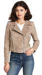 [BLANKNYC] womens Luxury Clothing Cropped Suede Leather Motorcycle Jackets, Comfortable & Stylish Coats, Sand Stoner, Medium