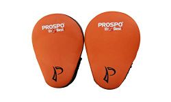 Prospo Focus Pad Curved, Focus Pad, Focus Pad Boxing, Focus Pad Kickboxing, Focus Pad MMA, Boxing Pad for Punching, Punch Mitts Curved PU, Target Pad Karate PU, (Orange-Black) Pair