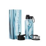 IRON °FLASK Camping & Hiking Hydration Flask, Wide Mouth, 3 Spout Lids, Stainless Steel Outdoor Water Bottle, Double Walled, Insulated Thermos, Metal Canteen - Ocean, 32 Oz