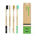 f.e.t.e | Fabulous Four Bamboo Toothbrush Multipack | Biodegradable Handle | Recyclable Firm Bristles | Sustainable | Vegan