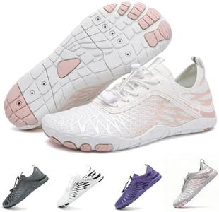 RUFONE Hike Barefoot Shoes for Women Men Breathable & Non-Slip Athletic Footwear Wide Toe Water Shoes,Designed for Walking,Running&Swimming, White, 9 Women/7 Men