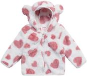 JESKIDS Toddler Girls Boys Fleece Hoody Jacket Zip Up Teddy Coat Warm Winter Outwear Pink Heart 4-5T