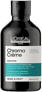 L’Oréal Professionnel, Champú neutralizante de tonos rojizos, Para cabello castaño oscuro o negro, Textura cremosa con pigmentos verdes, Chroma Crème, SERIE EXPERT, 300 ml