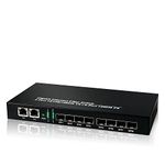 Hanutech 8 Port Gigabit Ethernet Fiber Switch Unmanaged | Gigabit SFP to Ethernet RJ45 Media Converter (2 Port RJ45 Electrical + 8 Port SFP Without Module)- 1 Year Warranty