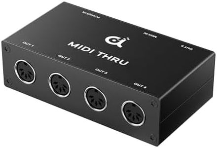 DigitalLife 1-In/5-Out 5-Pin DIN MIDI Thru/Splitter/Hub Box (Thru-5-B, Metal)