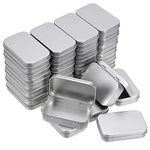 BTSKY 30 Pack Retangular Empty Hinged Tins - Metal Small Box Kit Aluminum Tin Cans Container Box Storage Organizer Tins with Lids Home Organizer, Silver