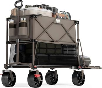 TIMBER RIDGE 400L Large Capacity Folding Double Decker Wagon with Brakes, 54" Extra Long Extender Wagon Cart, 450lbs Heavy Duty Collapsible Cart, All-Terrain Big Wheels for Camping, Sports, Shopping