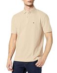 Tommy Hilfiger Men's Short Sleeve Cotton Pique Polo Shirt in Classic Fit, Khaki Heather, Large